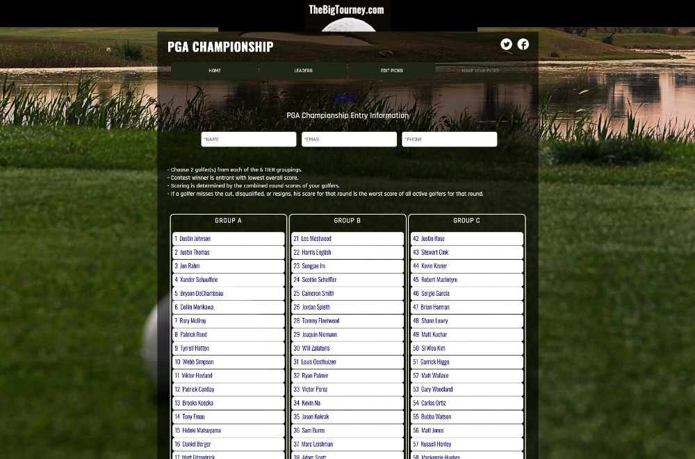 PGA Majors Challenge Contest Manager