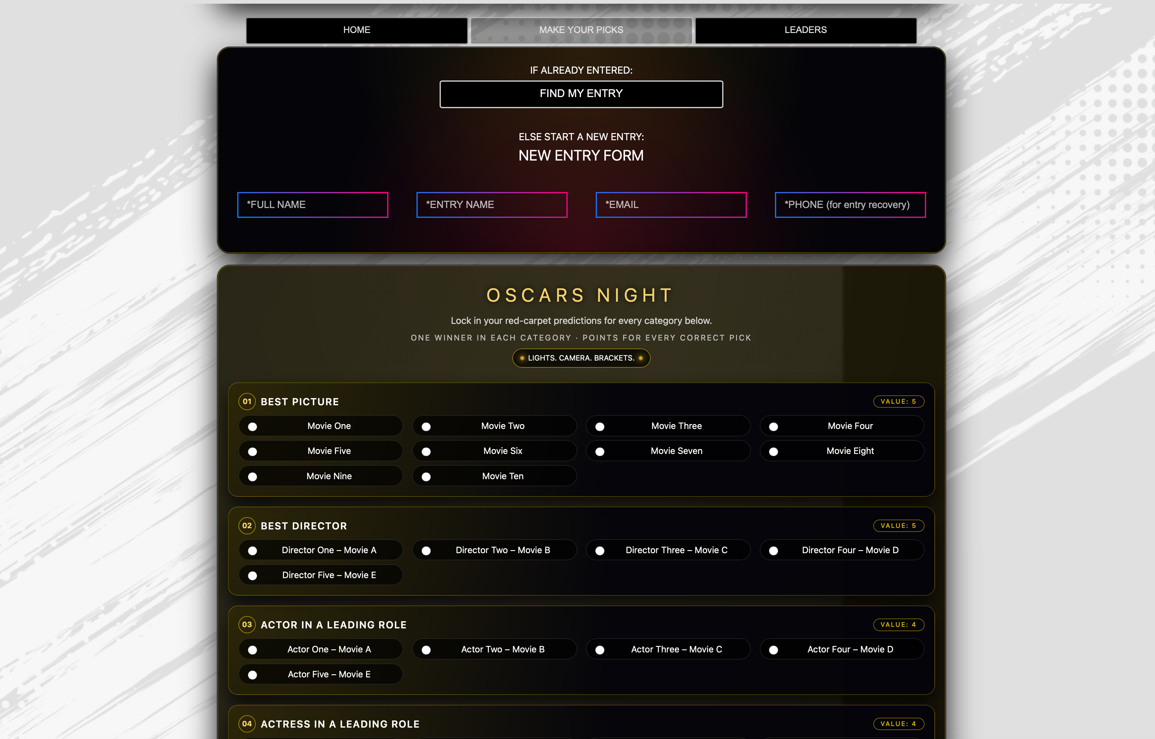 Acadamy Award Winner Contest