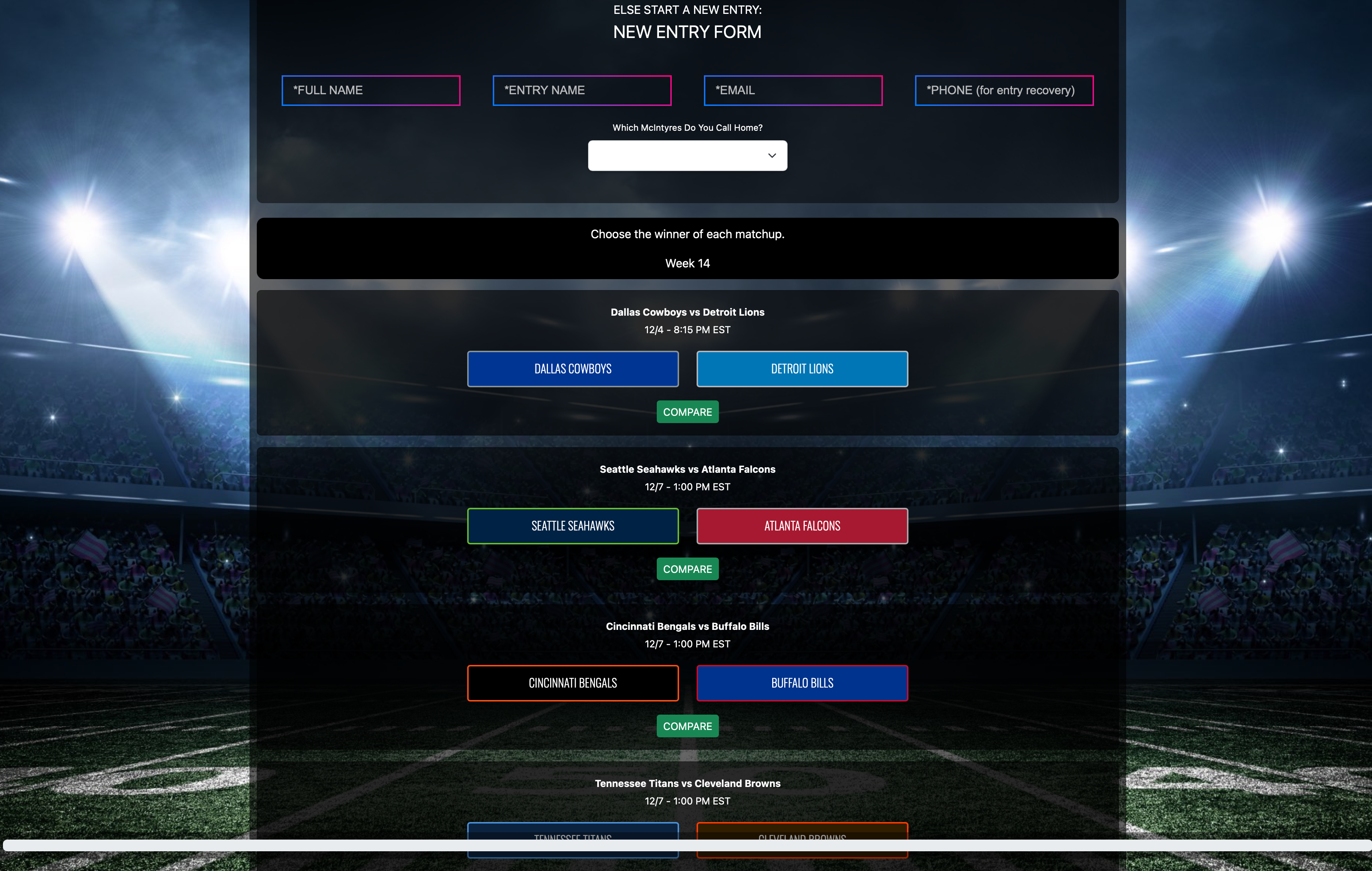 NFL/College Pick’em