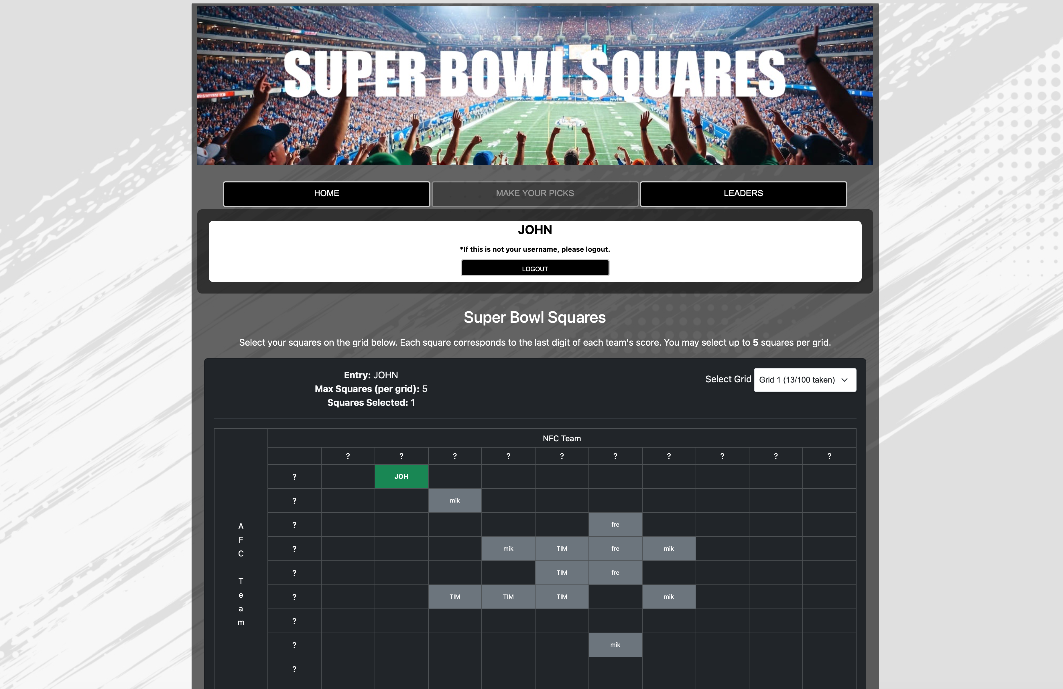 Super Bowl Squares